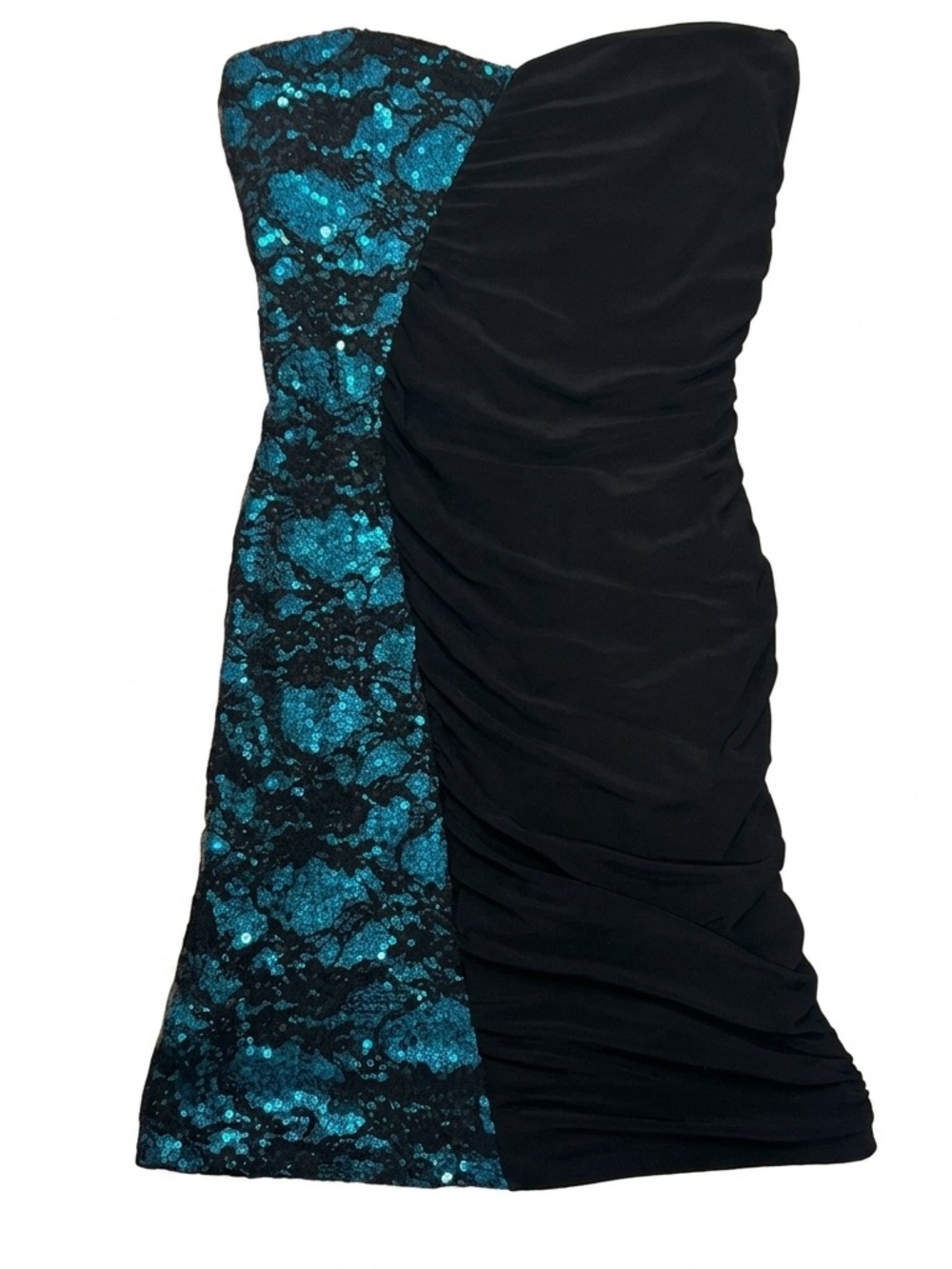 PAPAYA Black Strapless dress with blue sequins - Small